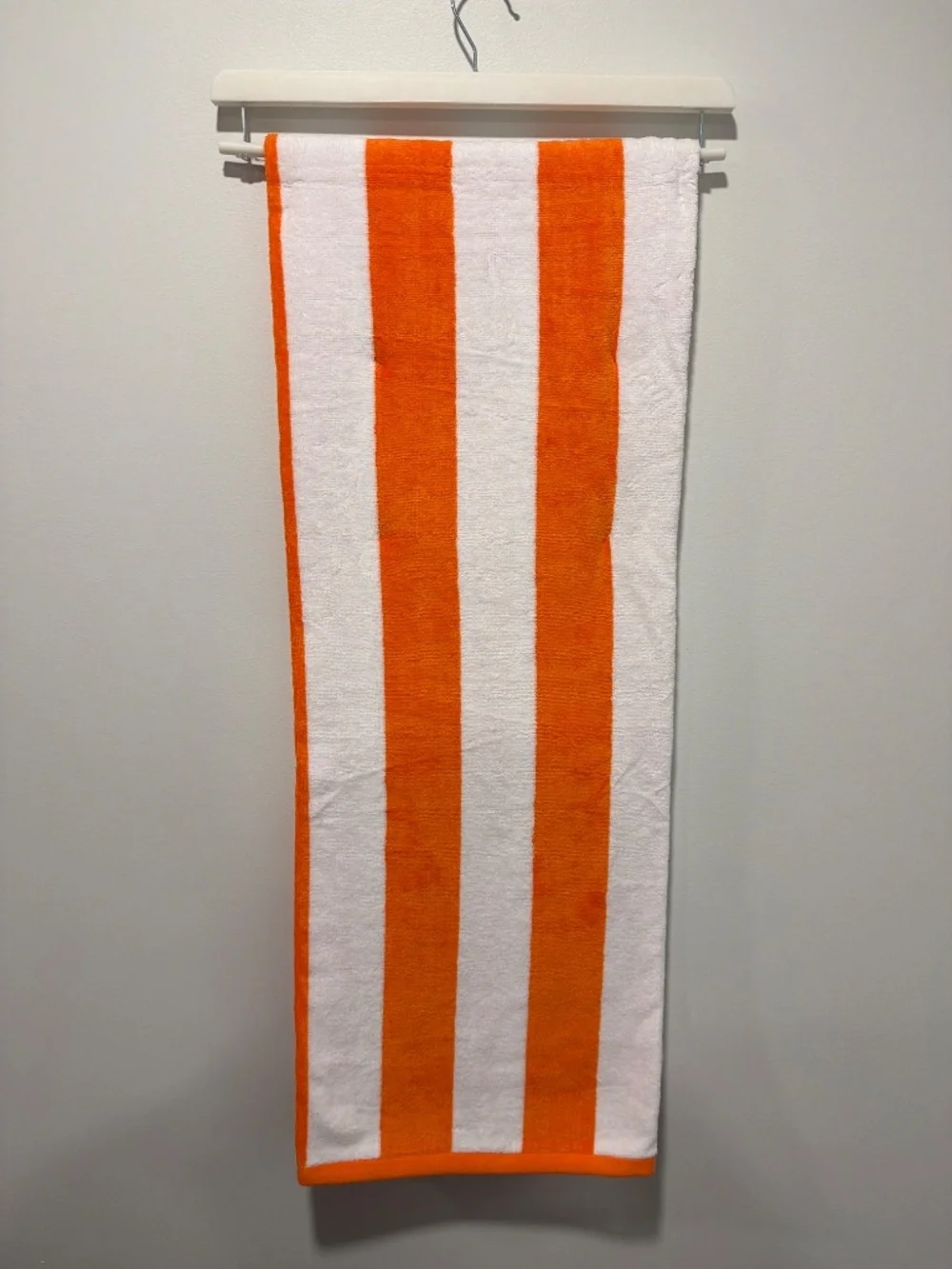 Orange White Cabana Stripe Large Cotton Beach Towel